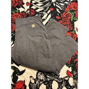Carhartt Relaxed Fit Carpenter Pants Mens 48x32 Gray Canvas Utility Work
